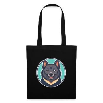 Schipperke Chien Race Dessin animé Kawaii Clipart Animal - Sac en tissu - noir - Devant