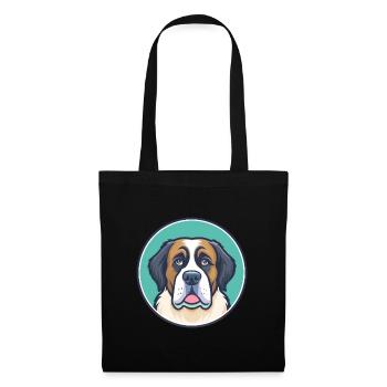 Saint Bernard Chien Race Dessin Animé Kawaii Clipart Animal de compagnie - Sac en tissu - noir - Devant