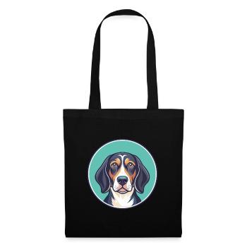 Chien de chasse tricolore serbe Race Dessin animé Kawaii - Sac en tissu - noir - Devant