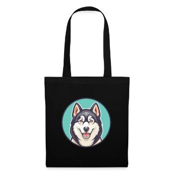 Husky sibérien chien race dessin animé Kawaii Clipart - Sac en tissu - noir - Devant