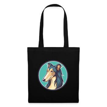 Silken Windhound Chien Race Dessin animé Kawaii Clipart - Sac en tissu - noir - Devant