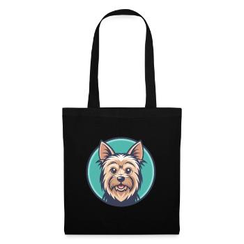Silky Terrier Hund Rasse Cartoon Kawaii Clipart Haustier - Stoffbeutel - Schwarz - Vorne
