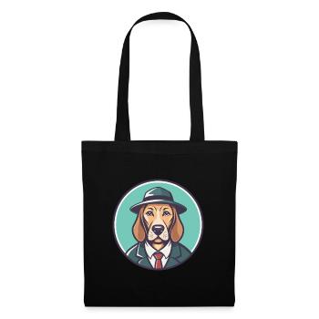 Sleuth Hound Dog Breed Cartoon Kawaii Clipart Pet - Tote Bag - black - Front