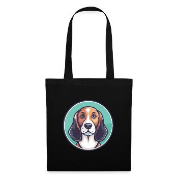 Smaland Hound Hund Rasse Cartoon Kawaii Clipart Haustier - Stoffbeutel - Schwarz - Vorne