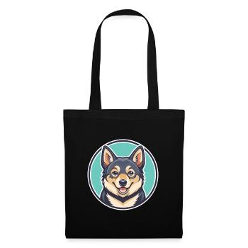 Suédois Vallhund Chien Race Dessin animé Kawaii Clipart - Sac en tissu - noir - Devant