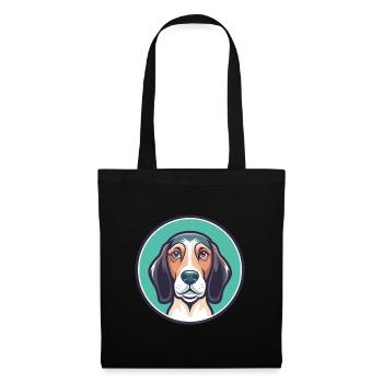 Trigg Hound Hund Rasse Lustige Karikatur Kawaii Clipart - Stoffbeutel - Schwarz - Vorne