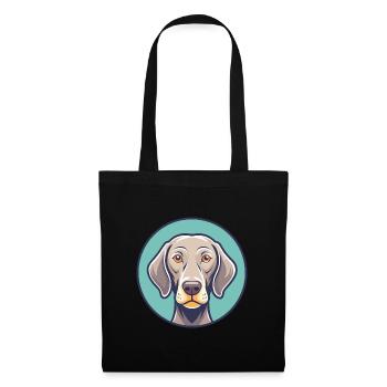 Weimaraner Hund Rasse Cartoon Kawaii Clipart Tier - Stoffbeutel - Schwarz - Vorne