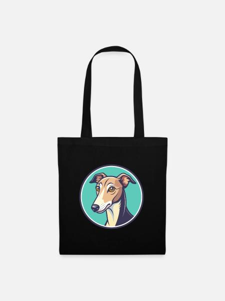 Whippet Hund Rasse Cartoon Figur Kawaii Clipart - Stoffbeutel - Schwarz