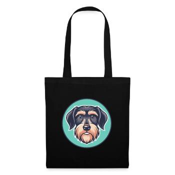 Wirehaired Dachshund Dog Breed Cartoon Kawaii Pet - Tote Bag - black - Front