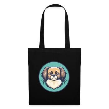 Épagneul tibétain chien race dessin animé Kawaii Clipart - Sac en tissu - noir - Devant