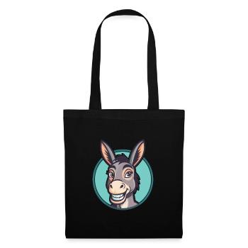 Âne Kawaii Dessin Animé Personnage Animal Visage D’animal - Sac en tissu - noir - Devant