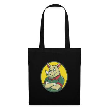 Rhino Niedliche Kawaii Cartoon Clipart Haustier Tier - Stoffbeutel - Schwarz - Vorne