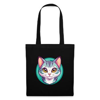 Chat américain à poil court race dessin animé Kawaii Animal - Sac en tissu - noir - Devant