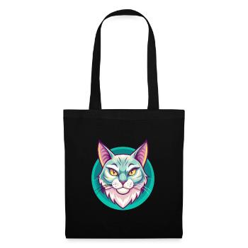 Ägäis Katze Rasse Karikatur Kawaii Tier Haustier - Stoffbeutel - Schwarz - Vorne