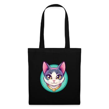 Japanische Bobtail Katze Rasse Karikatur Kawaii Tier - Stoffbeutel - Schwarz - Vorne