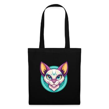 Khao Manee Chat Race Dessin Animé Kawaii Animal Pet - Sac en tissu - noir - Devant