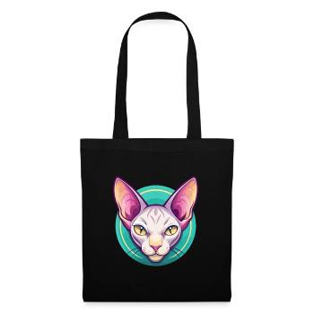 Peterbald Chat Race Dessin Animé Kawaii Animal Pet - Sac en tissu - noir - Devant