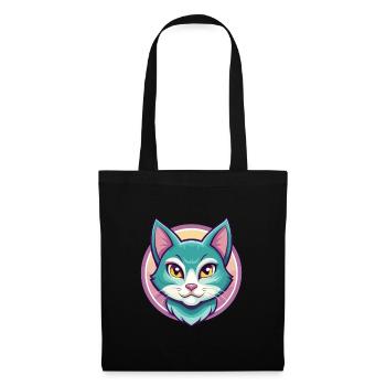 Chat bleu russe race dessin animé Kawaii Animal Pet - Sac en tissu - noir - Devant