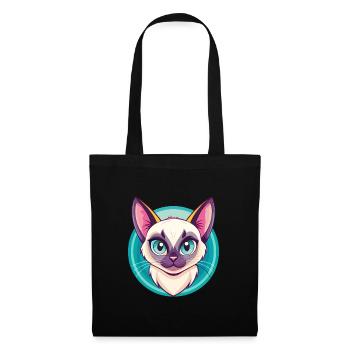 Chat Siamois Race Dessin Animé Kawaii Animal Pet - Sac en tissu - noir - Devant