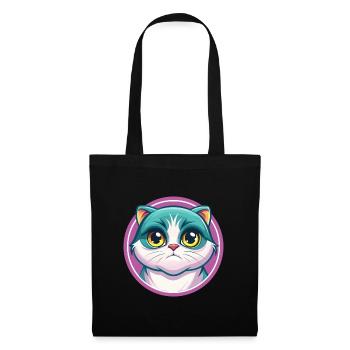 Schottisch Falten Katze Rasse Karikatur Kawaii Tier Haustier - Stoffbeutel - Schwarz - Vorne