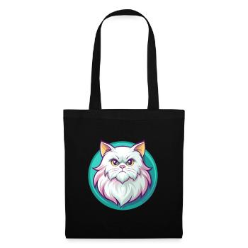Weiße Langhaarkatze Rasse Karikatur Kawaii - Stoffbeutel - Schwarz - Vorne