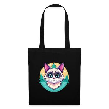 Schneeschuh Katze Rasse Karikatur Kawaii Tier Haustier - Stoffbeutel - Schwarz - Vorne