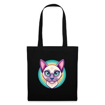 Chat tonkinois race dessin animé Kawaii animal de compagnie - Sac en tissu - noir - Devant
