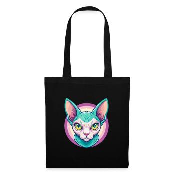 Sphynx Chat Race Dessin Animé Kawaii Animal Pet - Sac en tissu - noir - Devant