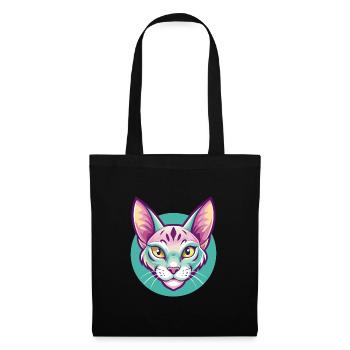 Ocicat Chat Race Dessin Animé Kawaii Animal Animal Pet - Sac en tissu - noir - Devant