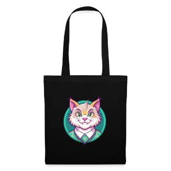 Highlander Katzenrasse Cartoon Kawaii Tier Haustier - Stoffbeutel - Schwarz - Vorne