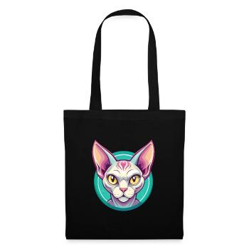 Devon Rex Chat Race Dessin Animé Kawaii Animal Pet - Sac en tissu - noir - Devant