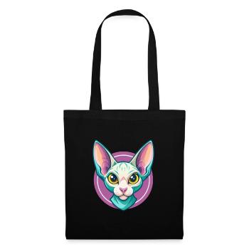 Cornish Rex Chat Race Dessin animé Kawaii Animal Pet - Sac en tissu - noir - Devant