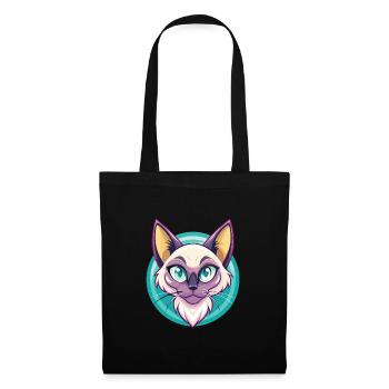 Balinesische Katze Rasse Cartoon Kawaii Tier Haustier - Stoffbeutel - Schwarz - Vorne
