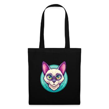 Chat Birman Européen Race Dessin Animé Kawaii Animal - Sac en tissu - noir - Devant