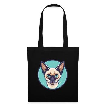 Balinesische Katze Rasse Cartoon Kawaii Tier Haustier - Stoffbeutel - Schwarz - Vorne