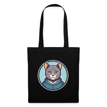 Chartreux Cat Breed Cartoon Kawaii Animal Pet - Tote Bag - black - Front