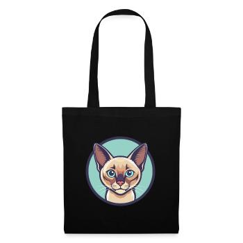 Chat Birman Européen Race Dessin Animé Kawaii Animal - Sac en tissu - noir - Devant