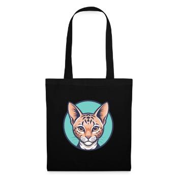 Ocicat Chat Race Dessin Animé Kawaii Animal Animal Pet - Sac en tissu - noir - Devant