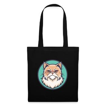 Persische Katze Rasse Cartoon Kawaii Tier Haustier - Stoffbeutel - Schwarz - Vorne