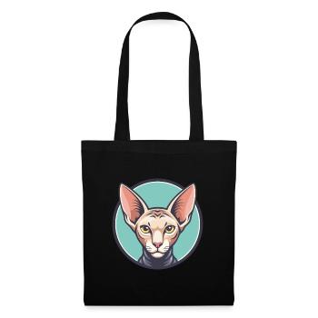 Peterbald Chat Race Dessin Animé Kawaii Animal Pet - Sac en tissu - noir - Devant