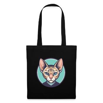 German Rex Cat Breed Cartoon Kawaii Animal Pet - Tote Bag - black - Front