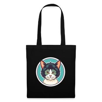 Laperm Chat Race Dessin Animé Kawaii Animal Pet - Sac en tissu - noir - Devant