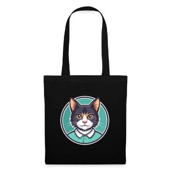 Manx Chat Race Dessin Animé Kawaii Animal Pet - Sac en tissu - noir - Devant