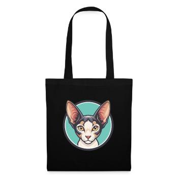 Cornish Rex Chat Race Dessin animé Kawaii Animal Pet - Sac en tissu - noir - Devant