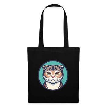 Schottisch Falten Katze Rasse Karikatur Kawaii Tier Haustier - Stoffbeutel - Schwarz - Vorne