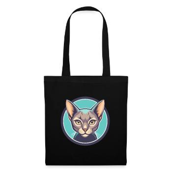 Chat bleu russe race dessin animé Kawaii animal de compagnie - Sac en tissu - noir - Devant