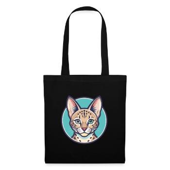 Savannah Chat Race Dessin Animé Kawaii Animal Pet - Sac en tissu - noir - Devant