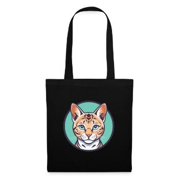 Schnee Bengal Katze Rasse Karikatur Kawaii Tier Haustier - Stoffbeutel - Schwarz - Vorne