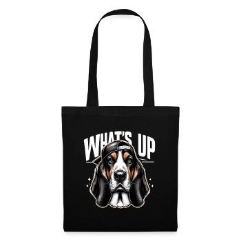 Basset Hound Gangster Was geht ab Hund Geschenk - Stoffbeutel - Schwarz - Vorne
