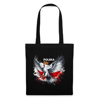 Polen Polska polnisch rot weiß Adler Krone Geschen - Stoffbeutel - Schwarz - Vorne